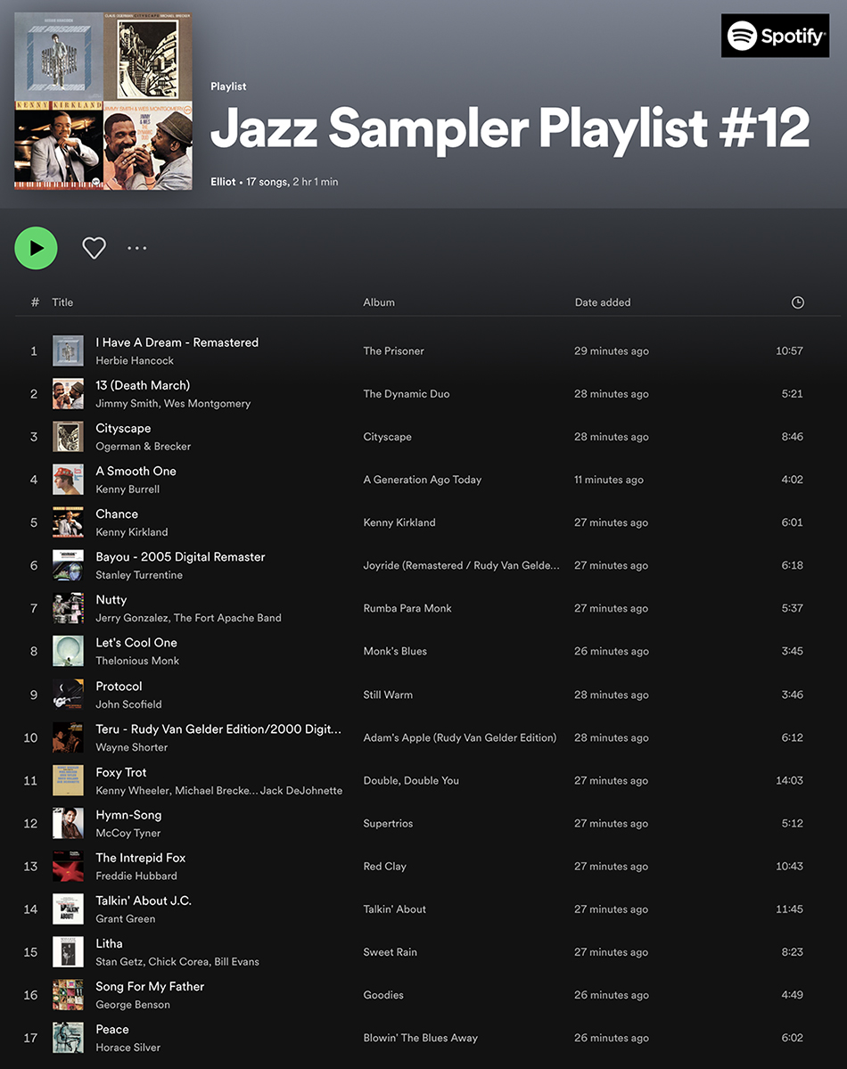 Spotify Jazz Sampler Playlist #12