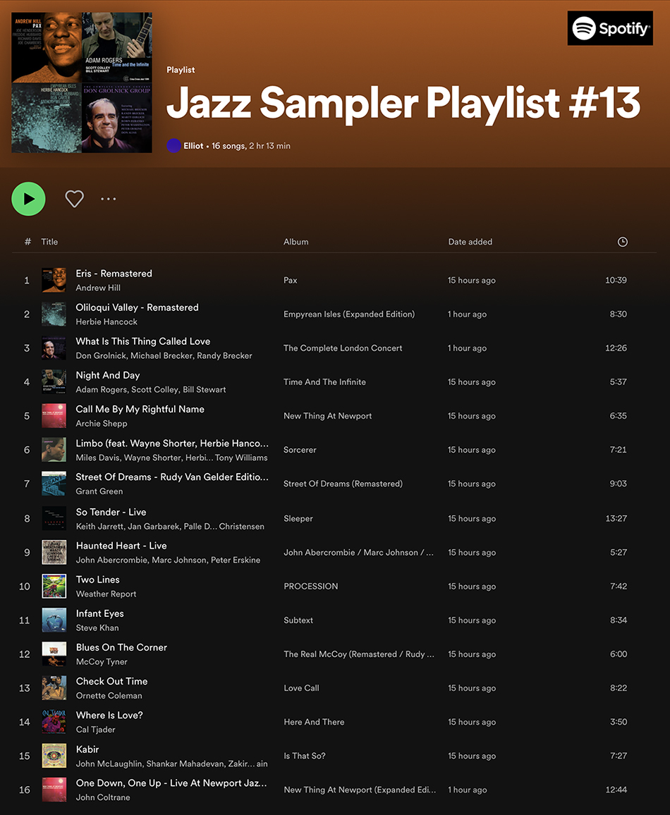 Spotify Jazz Sampler Playlist #13