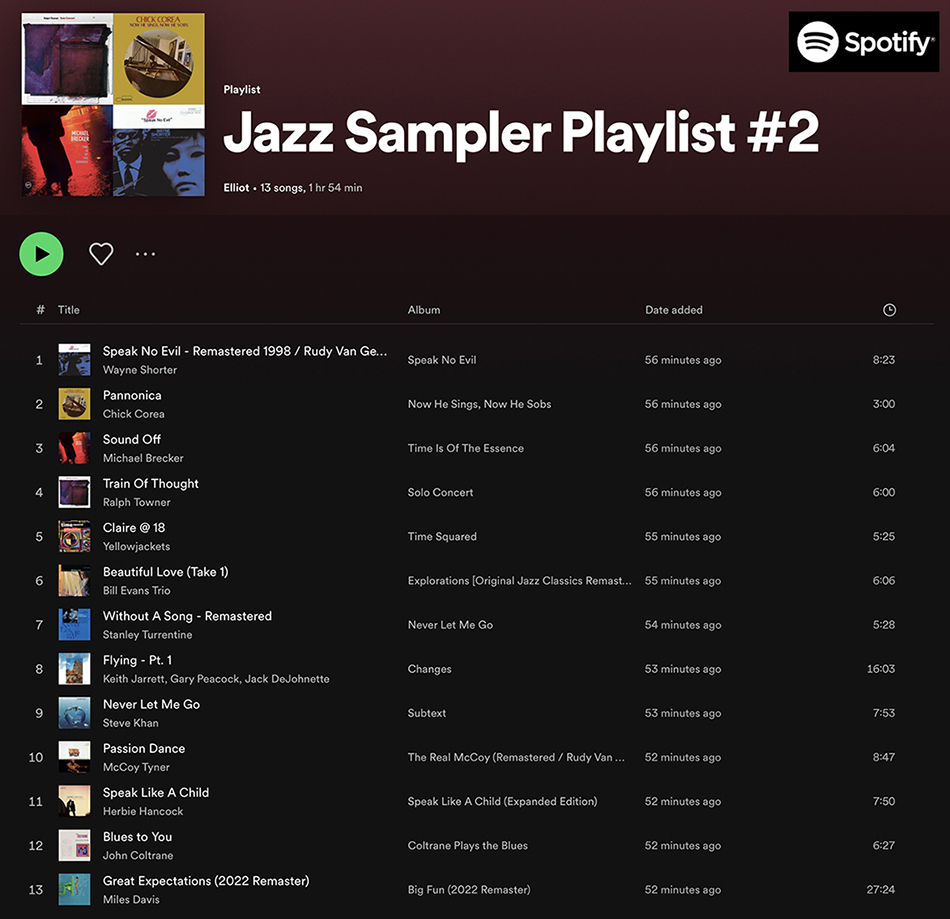 Spotify Jazz Sampler Playlist #2