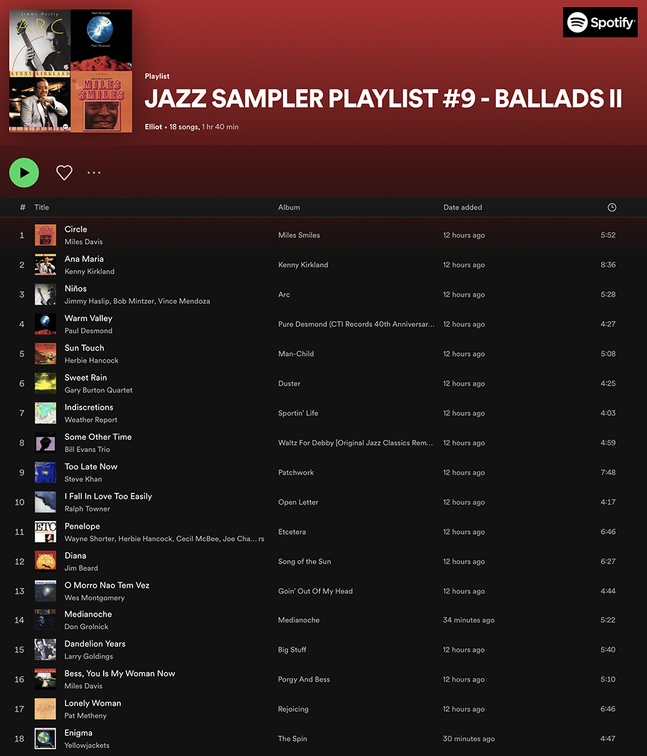 Spotify Jazz Sampler Playlist #9