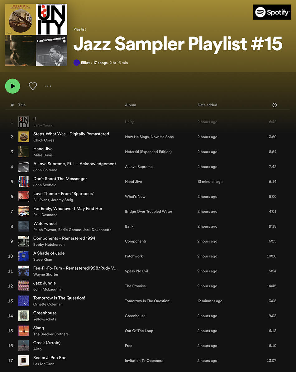 Spotify Jazz Sampler Playlist #15