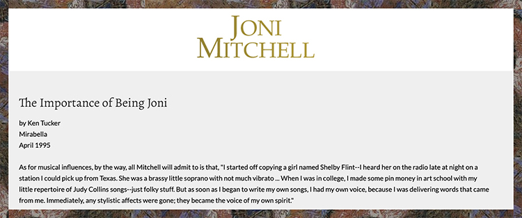 Joni Mitchell - Early Influences
